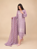 Amberser Lavani — Mauve Cutwork Embroidered Suit