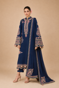 Amberser Zumurrud — Navy Embroidered Suit with Tassel Detailing
