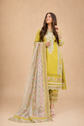 Amberser Zeitoon — Chartreuse Embroidered Suit with Contrast Dupatta