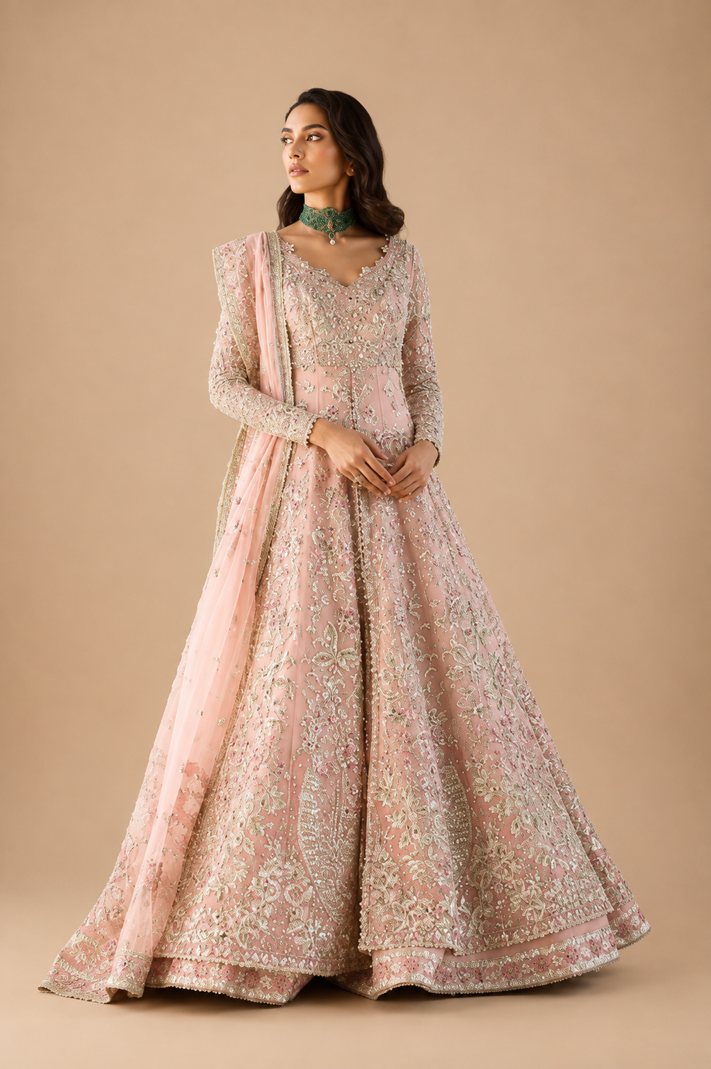 Amberser Neel-Kashida — Periwinkle Lace Suit with Beaded Neckline