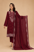 Amberser Sharara-e-Yaqoot — Maroon Embroidered Suit with Silver Floral Border